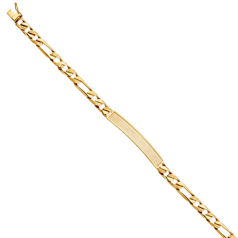 14K Yellow Nugget FIGARO LINK F-ID BRACELET