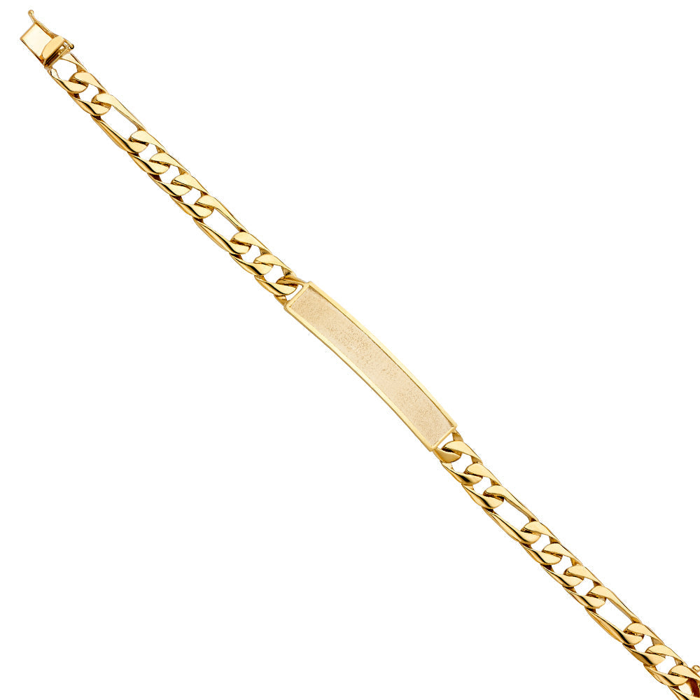 14K Yellow FIGARO LINK F-ID BRACELET