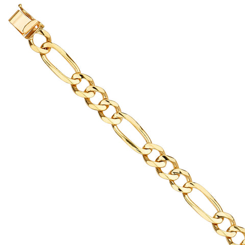 14K Yellow FIGARO LINK BRACELET