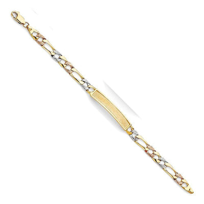 14K Tri Color Gold Light Nugget Cuban Link Baby ID Bracelet