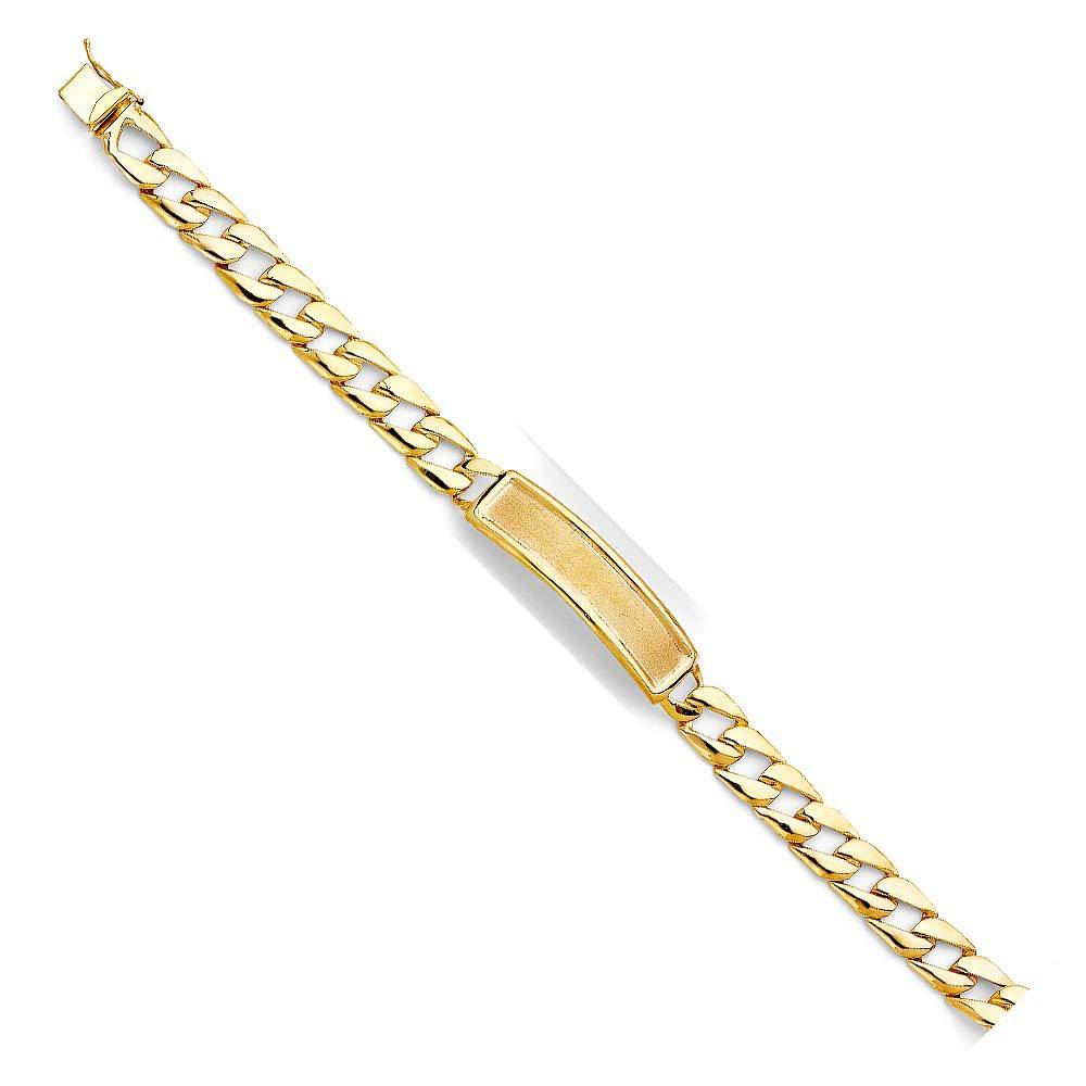 14K Yellow Gold Stamp Cuban Link ID Bracelet
