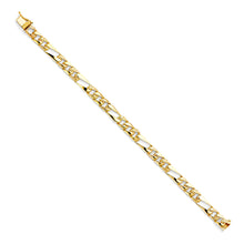Load image into Gallery viewer, 14K Yellow STAMP Nugget Figaro LINK BRACELET