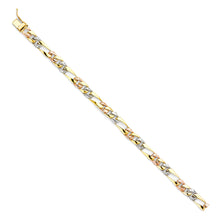 Load image into Gallery viewer, 14K Tricolor STAMP Nugget Figaro LINK BRACELET