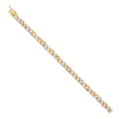 14K Tricolor STAMP Nugget Cuban LINK BRACELET