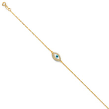 Load image into Gallery viewer, 14K Yellow Evil Eye chain Bracelet