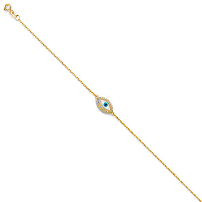 14K Yellow Evil Eye chain Bracelet