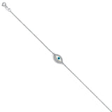14K White Evil Eye chain Bracelet
