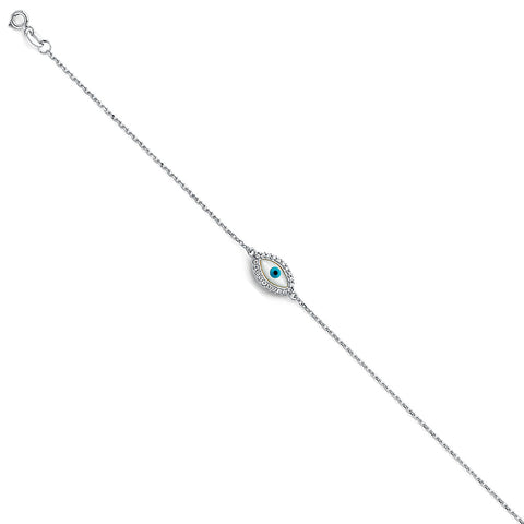 14K White Evil Eye chain Bracelet