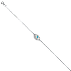 14K White Evil Eye chain Bracelet