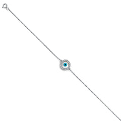 14K White Evil Eye chain Bracelet