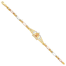 Load image into Gallery viewer, 14K Tricolor 15Years Crown CZ Bracelet-7.5 inches