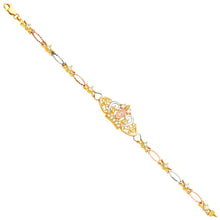 Load image into Gallery viewer, 14K Tricolor GUADALUPE CROWN CZ Bracelet