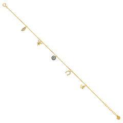 14K Yellow Dangling CZ Light Chain Bracelet