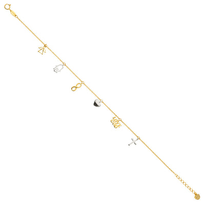 14K Twotone Dangling Light Chain Bracelet