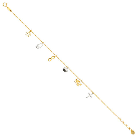 14K Twotone Dangling Light Chain Bracelet
