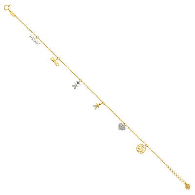 14K Twotone Dangling CZ Light Chain Bracelet