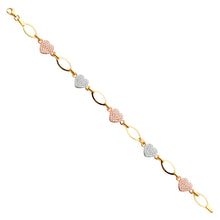 Load image into Gallery viewer, 14K Yellow CZ Heart Bracelet