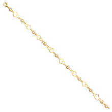 Load image into Gallery viewer, 14K Yellow CZ Heart Bracelet