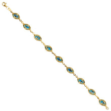 Load image into Gallery viewer, 14K Yellow Blue Evil Eye Bracelet