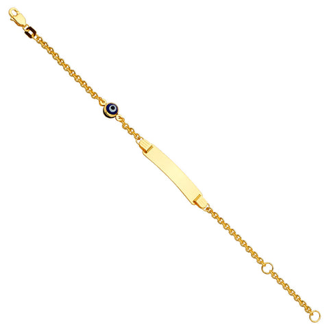 14K Yellow Baby With Evil Eye ID Bracelet