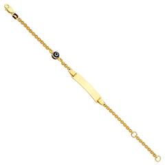14K Yellow Baby ID With Evil Eye Bracelet