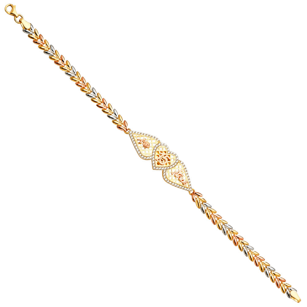 14K Tricolor 15Years ID Bracelet