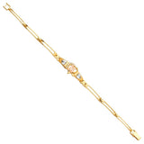 14K Tricolor 15Years CZ Bracelet-6 inches