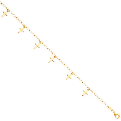 14K Yellow Hanging Cross Bracelet