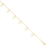 14K Yellow Hanging Cross Bracelet