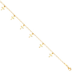 14K Yellow Hanging Cross Bracelet