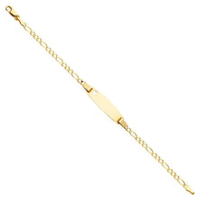 Load image into Gallery viewer, 14K Yellow Gold Figaro 3+1 Baby Oval ID with Heart Bracelet