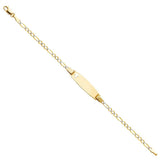 14K Two Tone Gold Figaro 3+1 WP Baby Oval ID with Heart Bracelet