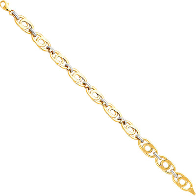 14K Twotone Light Fancy Hollow Bracelet