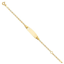 Load image into Gallery viewer, 14K Tri Color Gold Valentino Star DC Oval ID with Heart Bracelet