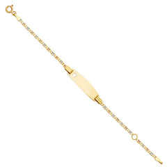 14K Tri Color Gold Valentino Star DC Oval ID with Heart Bracelet