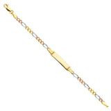 14K Tri Color Gold Figaro 3+1 Baby ID Bracelet