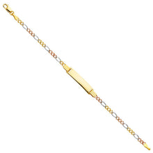 Load image into Gallery viewer, 14K Tri Color Gold Figaro 3+1 Baby ID Bracelet