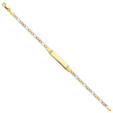 14K Tri Color Gold Figaro 3+1 Baby ID Bracelet