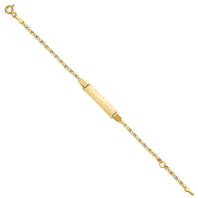 14K Tri Color Gold 2.5mm Valentino DC Baby ID Bracelet