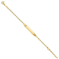 14K Tri Color Gold 2.5mm Valentino DC Baby ID Bracelet