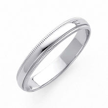 Load image into Gallery viewer, 14K White Gold 3mm Plain Regular Fit Milgrain Wedding Band