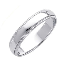 Load image into Gallery viewer, 14K White Gold 4mm Plain Regular Fit Milgrain Wedding Band