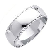 Load image into Gallery viewer, 14K White Gold 7mm Plain Regular Fit Milgrain Wedding Band