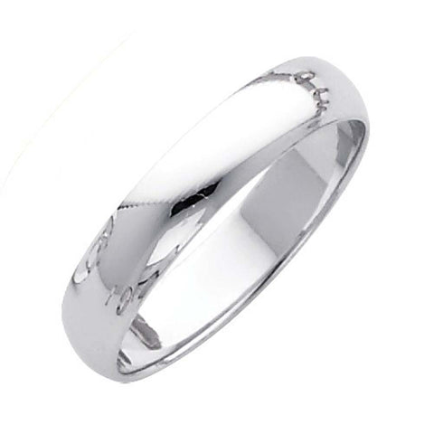 14K White Gold Polished 4mm Plain Regular Fit Wedding Band