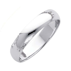 14K White Gold Polished 4mm Plain Regular Fit Wedding Band