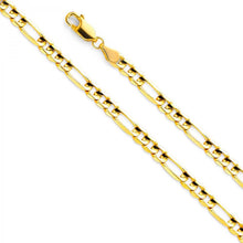 Load image into Gallery viewer, 14K Yellow Gold 4.6mm Lobster Figaro 3+1 Concave Light Link Chain With Spring Clasp Closure