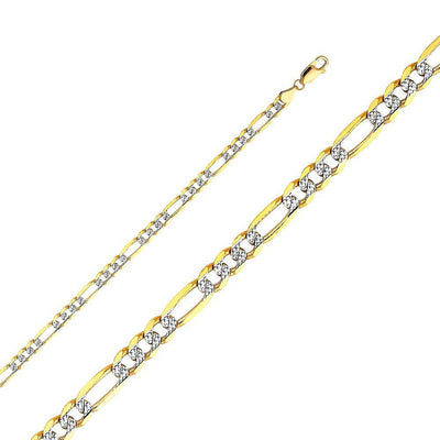 14K Yellow Gold 4.5mm Lobster Figaro 3+1 WP Light Link Chain With Spring Clasp Closure