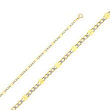 Load image into Gallery viewer, 14K Yellow Gold with Tri Color 3.7mm Lobster Stamped Figaro 3+1 WP Chain With Spring Clasp Closure