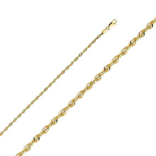 Load image into Gallery viewer, 14K Yellow Gold 3mm Lobster Solid Rope Diamond Cut Light Chain With Spring Clasp Closure