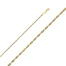 Load image into Gallery viewer, 14K Yellow Gold 2.5mm Lobster Solid Rope Diamond Cut Light Chain With Spring Clasp Closure